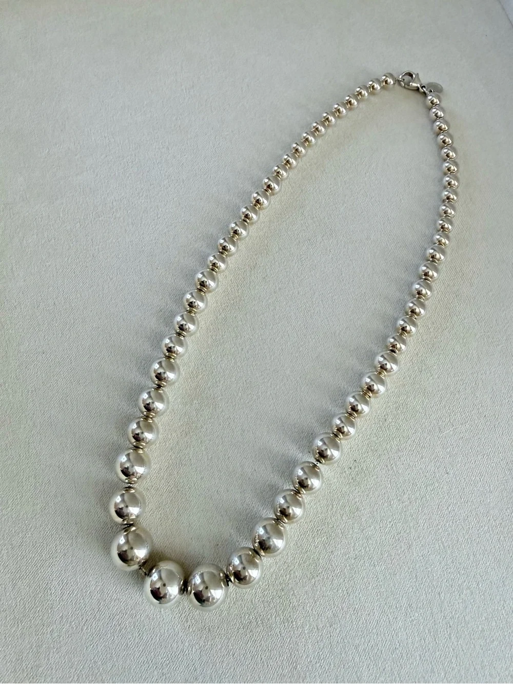 Tiffany & Co. Polished Sterling Silver Graduated Bead Necklace